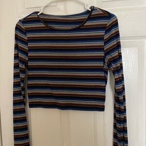 Striped Long Sleeve Crop Top